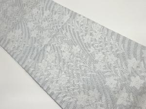 曲線に桔梗模様織出し夏用袋帯